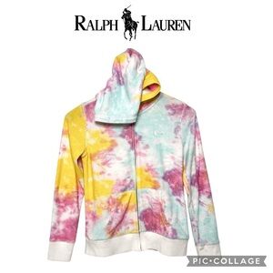 Polo Ralph Lauren girls tie dye Terry hoodie sweater full zip size L 12/14